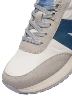 Ara White and Blue Wide Fit Trainer|122970207