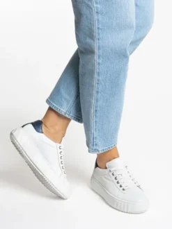 Ara White Wide Fit Platform Trainer|124652305B