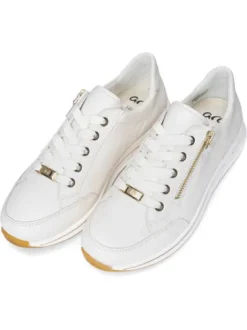 Ara White Wide Fit Trainre|12248019C