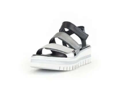 Gabor Blue and Silver Wedge Sandal|8462061