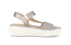 Gabor Gold and Snake Print Wedge Sandal|8459312