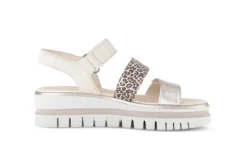 Gabor Silver and Leo Strap Wedge Sandal|8462032