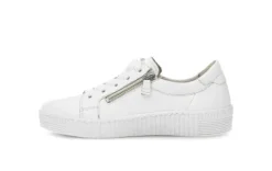 Gabor White Leather Platform Trainer|8333421W