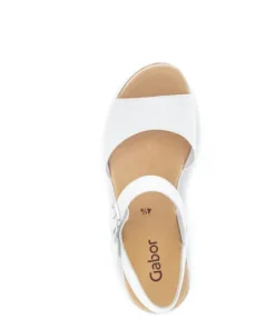 Gabor White leather Wedge Sandal|8465121