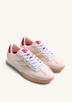 Gioseppo Pink Leather and Mesh Trainer|78029PNK