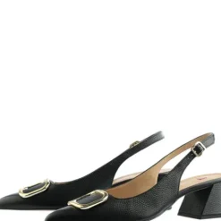 Hogl Black Leather Sling Back|1046230100