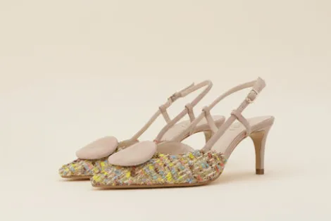 Lodi Leather and Multicolor Fabric Sling Back|NIVISC1