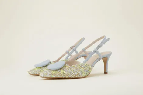 Lodi Suede and Multicolor Fabric Sling Back|NIVISC2