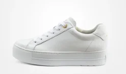 Paul Green White Leather Platform Trainer|5241000