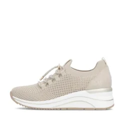 Remonte Beige Wide Fit Mini Wedge Trainer|D0T1860