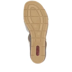Rieker Light Gold Hook & Loop Wedge Sandal|6379560G