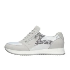 Waldlaufer Wide Fit Grey and Animal Print Trainer| 752016424