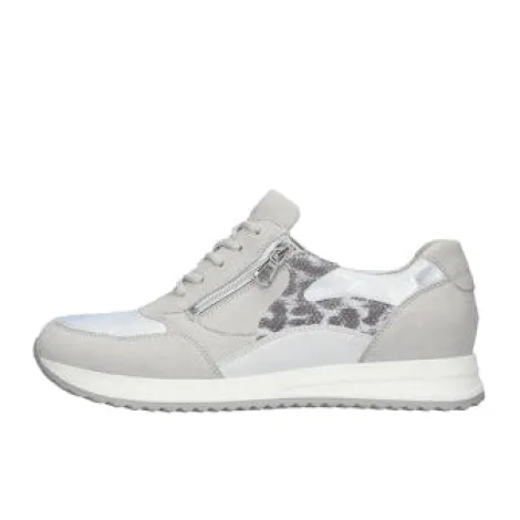Waldlaufer Wide Fit Grey and Animal Print Trainer| 752016424