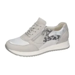 Waldlaufer Wide Fit Grey and Animal Print Trainer| 752016424