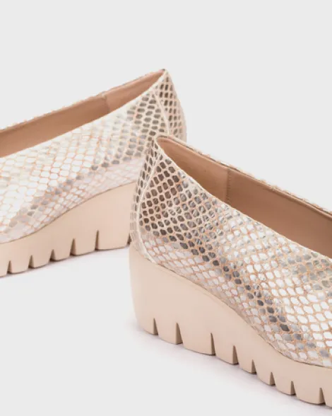 Wonders Snake Print Champagne Slip On|C33100CH
