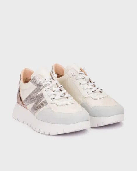Wonders White and Leo Print Wedge Trainer|A24100W